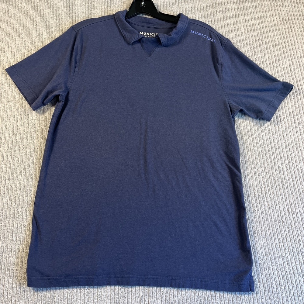 Municipal Shirt Men's M Dark Navy‎ Blue Pullover Polo Cotton Modal Stretch Sport